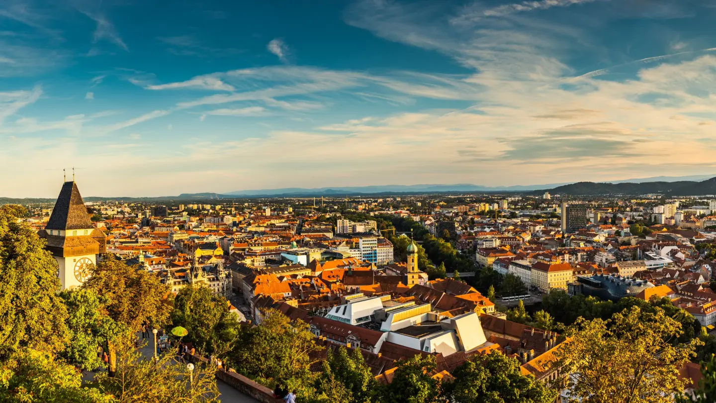 Blick vom Schlossberg über Graz